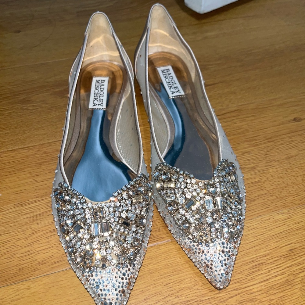 Badgley Mischka Glittering Silver Embellished Loafers